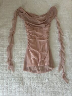 Cider Pink Mesh Ruched Midi Dress